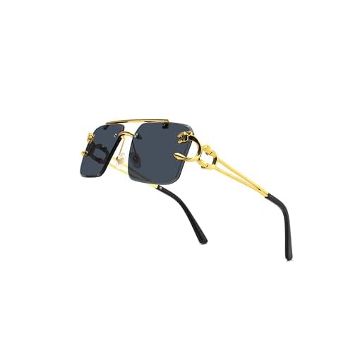 Technigadgets Codie Tinted Square Sunglasses Men's Rimless Double Bridge Glasses Mens Gifts