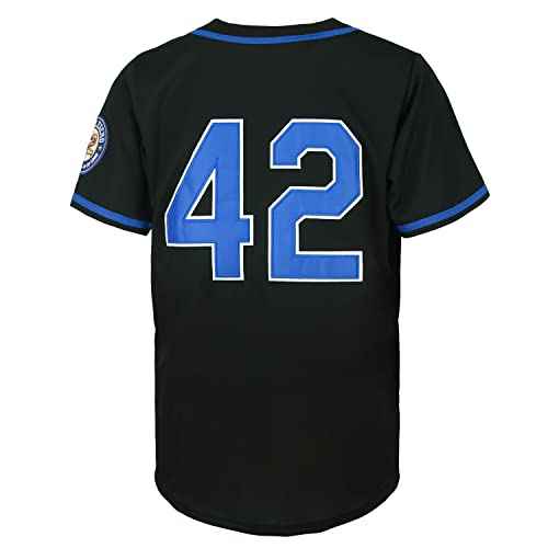 Madjus Men's Black Legend 42 Button Down Jersey 90s Hip Hop Baseball Jersey Stitched