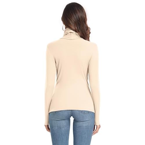 Women's Long Sleeve Casual Lightweight Turtleneck Top Slim Fit Thermal Active Layer Shirts