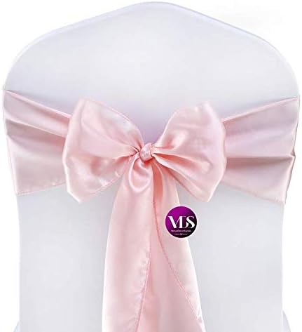 VDS Satin Chair Sashes Chair Cover Back Tie Sateen Bows Ribbon for Wedding Birthday Graduation Engagement Ceremony Event Party Banquet Venue Hotel All Dining Chair Decoration (250PC) (Blush Pink)