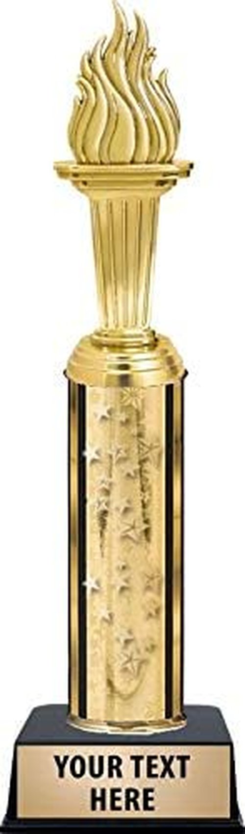 Crown Awards Torch Emblem Trophies - Gold Stars Torch Emblem Trophy with Custom Engraving Prime
