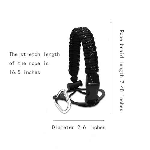 2 Pcs Paracord Water Bottle Handle£¬Paracord Handle for Water Bottle Strap£¬Fits Wide Mouth Bottles 12oz to 64oz£¬Paracord Strap Carrier Assembled with Safety Ring and Carabiner for Hiking(Black white)