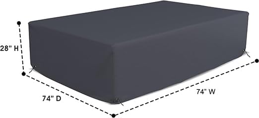 Covers & All Patio Sectional Sofa Set Cover 160 GSM PVC Emboss Fabric Outdoor Furniture Table and Chair Set Cover with Drawstring for Snug Fit (74" W x 74" D x 28" H, Grey)