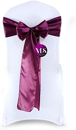 VDS Satin Chair Sashes Chair Cover Back Tie Sateen Bows Ribbon for Wedding Birthday Graduation Engagement Ceremony Event Party Banquet Venue Hotel All Dining Chair Decoration (250PC) (Eggplant)