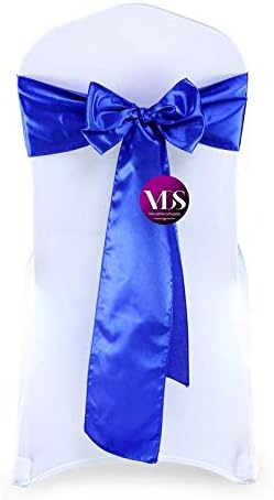 VDS Satin Chair Sashes Chair Cover Back Tie Sateen Bows Ribbon for Wedding Birthday Graduation Engagement Ceremony Event Party Banquet Venue Hotel All Dining Chair Decoration (300PC) (Royal Blue)