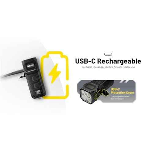 Nitecore TUP2 (Tup 2) 1200 Lumen Rechargeable Keychain Flashlight ? Multi-Color Temperature (Warm/Neutral/Cool) EDC Light USB-C Fast Charging Digital Display Lightweight Sticker (Blue)