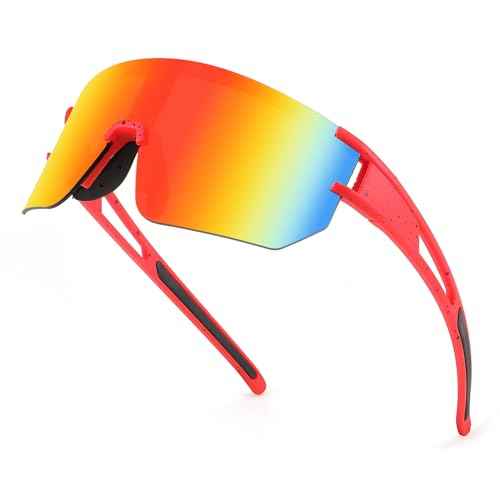 WANWAN Men Women Cycling Sunglasses, 80s Sport Baseball Mirrored Sun Glasses for Youth Adults Running Softball