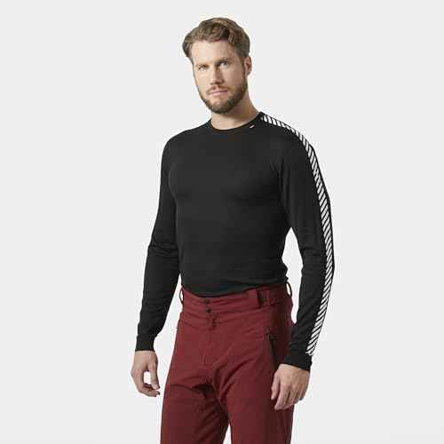 Helly Hansen Men's HH LIFA Stripe Crew Base Layer, 998 Black, Small