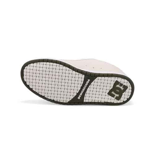 DC Men's Court Graffik Skate Shoe, White/Olive, 9