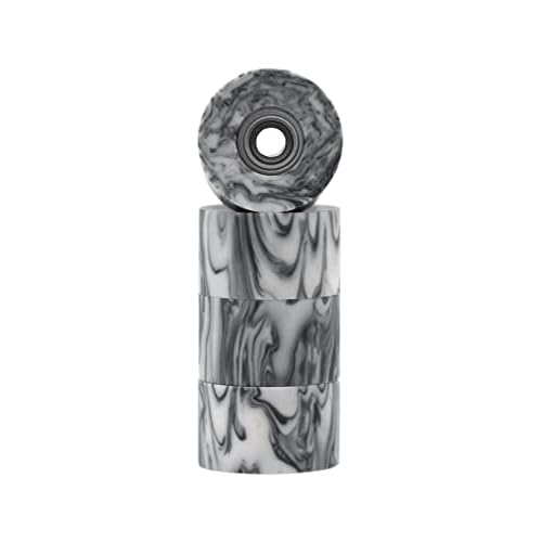Teak Tuning Apex 71D Urethane Fingerboard Wheels - Cruiser Style, Bowl Shaped, 8.7mm Diameter - ABEC-9 Stealth Bearings - Made in The USA - Grey & White Swirl Colorway