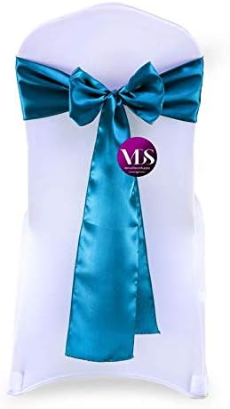 VDS Satin Chair Sashes Chair Cover Back Tie Sateen Bows Ribbon for Wedding Birthday Graduation Engagement Ceremony Event Party Banquet Venue Hotel All Dining Chair Decoration (250PC) (Dark Teal)