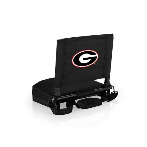 PICNIC TIME NCAA Georgia Bulldogs Gridiron Stadium Seat, Lightweight, Portable Folding Chair for Bleachers and Benches, (Black)