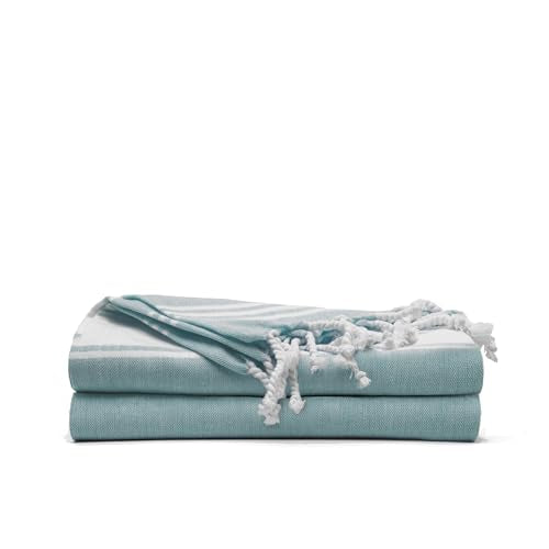 Cotton Turkish Beach Towel Towels Oversized 36"x72" Pool Absorbent Extra Large Quick Dry Sand Travel Towel (Green, 2 Pack)