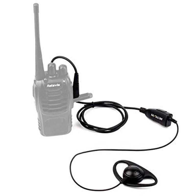 Retevis Case of 10, Walkie Talkies Earpiece with Mic 2 Pin D-Type Headset for H-777 RT22 RT21 RT86S, Compatible with Pxton, Baofeng BF-888S, Kenwood Walkie Talkies, Walkie Talkie Earpiece(10 Pack)