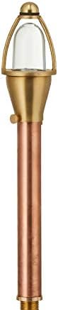 VOLT Max Spread 12V Solid Copper Mini Path Light (15" Tall, 9" Shade) with 3W 2700K Warm White G4 LED Bulb for Low Voltage Landscape Lighting on Outdoor Pathway, Walkway, Garden, Driveway or Patio
