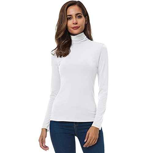 Women Long Sleeve Turtleneck Slim Fitted Based Layer Lightweight Active Shirt Pullover Tops