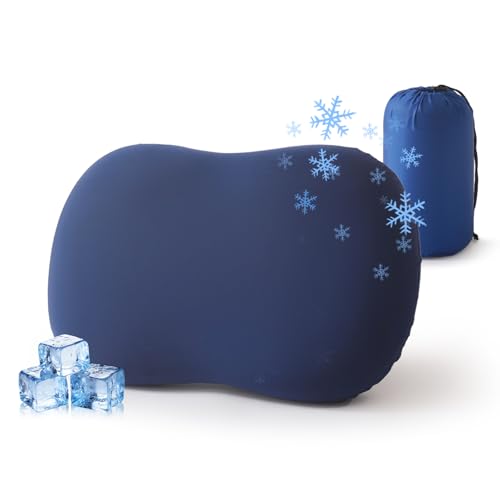 Camping Pillow for Sleeping, Memory Foam Travel Pillow, Cooling Small Pillow for Camp,Backpacking,Trip,Breathable & Waterproof Cover (1, Blue)