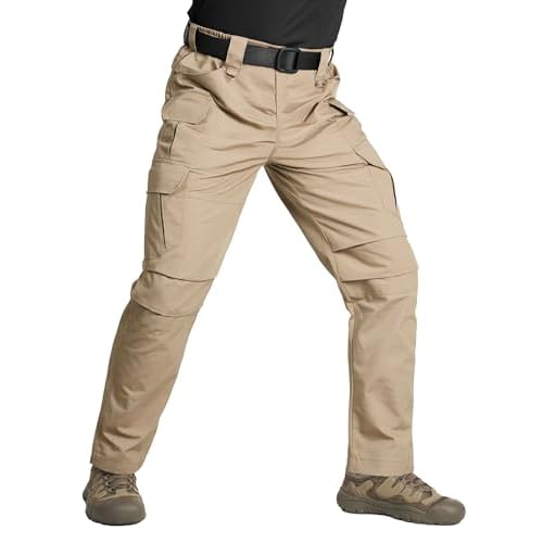 Men's Tactical Cargo Pants, Lightweight Water-Resistant, Ripstop Fabric for Hiking, Work, Outdoor Activities