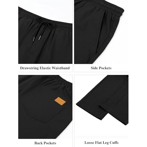 Comdecevis Mens Casual Pants Drawstring Elastic Waist Joggers Sweatpants with Pockets Straight Leg Cargo Pants