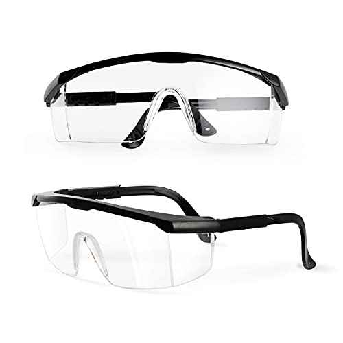 PACIFIC PPE 2 Pack Safety Glasses for Men and Women, ANSI Z87 Anti-fog Eyewear with Scratch Resistant Clear Wraparound Lenses, Adjustable Lab Goggles, UV Protection