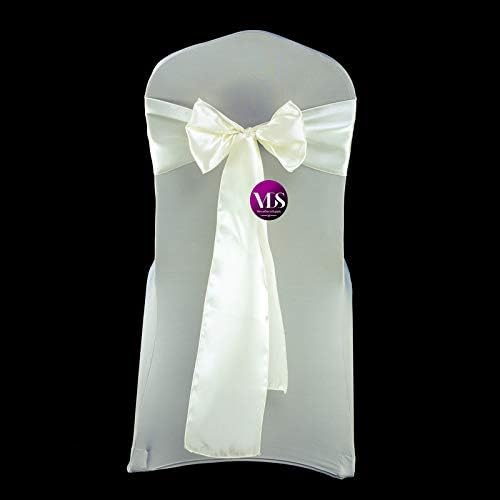 VDS Satin Chair Sashes Chair Cover Back Tie Sateen Bows Ribbon for Wedding Birthday Graduation Engagement Ceremony Event Party Banquet Venue Hotel All Dining Chair Decoration (200PC) (Ivory)