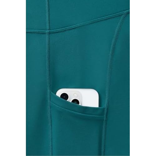 Fabletics Women's On-The-Go PowerHold High-Waisted Legging, Maximum Compression, Flattering, L/Regular | 27, Green Abyss