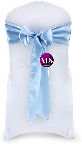 VDS Satin Chair Sashes Chair Cover Back Tie Sateen Bows Ribbon for Wedding Birthday Graduation Engagement Ceremony Event Party Banquet Venue Hotel All Dining Chair Decoration (10PC) (Baby Blue)