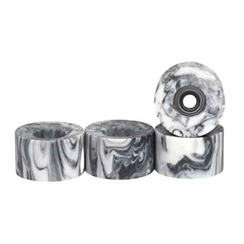 Teak Tuning Apex 61D Urethane Fingerboard Wheels - Cruiser Style, Bowl Shaped, 8.7mm Diameter - ABEC-9 Stealth Bearings - Made in The USA - Grey & White Swirl Colorway