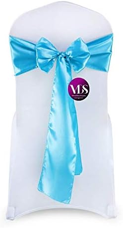VDS Satin Chair Sashes Chair Cover Back Tie Sateen Bows Ribbon for Wedding Birthday Graduation Engagement Ceremony Event Party Banquet Venue Hotel All Dining Chair Decoration (200PC) (Turquoise)