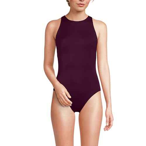 Lands' End Women's Tugless High Neck Portrait Back One Piece Swimsuit