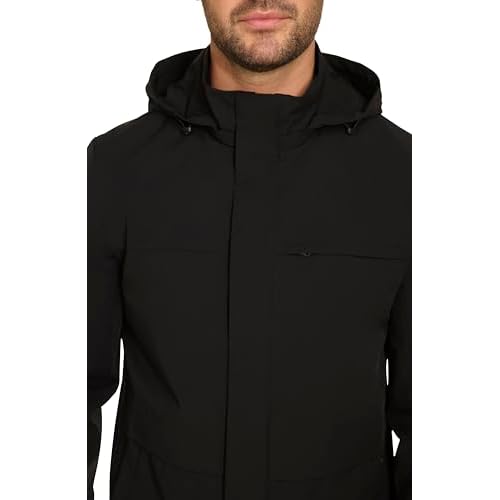 Cole Haan mens Long Sleeve Hooded Rain Parka