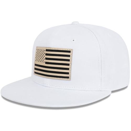 American Flag Snapback Hats - Flat Bill Brim Hat for Men Women - Breathable & Adjustable Fit for Casual Wear