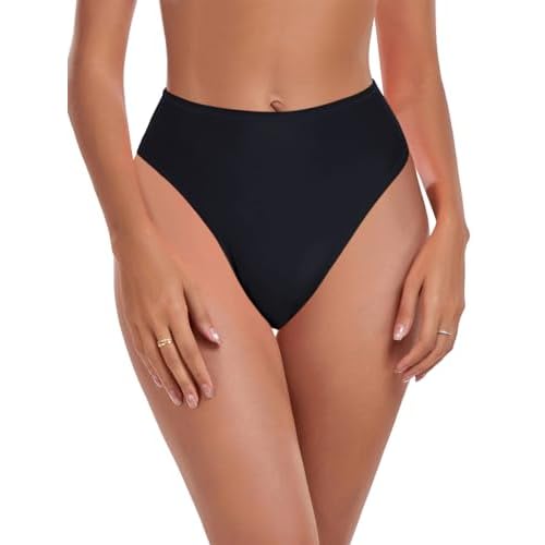 Colloyes Women's High Waisted High Cut Thong Bikini Bottom