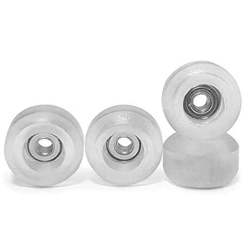 CNC Polyurethane Fingerboard Bearing Wheels, Clear - Set of 4 Wheels - Durable Material with a Hard Durometer - Teak Tuning