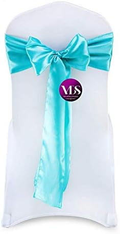 VDS Satin Chair Sashes Chair Cover Back Tie Sateen Bows Ribbon for Wedding Birthday Graduation Engagement Ceremony Event Party Banquet Venue Hotel All Dining Chair Decoration (200PC) (Teal)