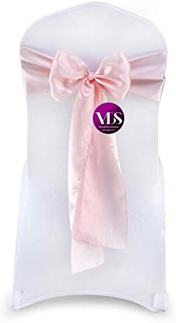 VDS Satin Chair Sashes Chair Cover Back Tie Sateen Bows Ribbon for Wedding Birthday Graduation Engagement Ceremony Event Party Banquet Venue Hotel All Dining Chair Decoration (100PC) (Blush Pink)