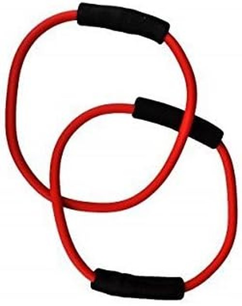 Medium Resistance Double Tubing Exercise Bands - Red & Black - 2 Levels