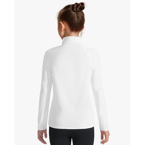 Girls Long Sleeve Shirts Quick Dry Athletic Tops Quarter Zip Pullover Kids Teens Sportswear for Golf Yoga Tennis 5-14 Years