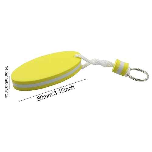 2pcs Floating Key Ring Glow in Dark, Yellow and Orange Water Buoyant Key Chain, Boat Key Chains for Fishing, Sailing, Surfing, Swimming, Water Sports