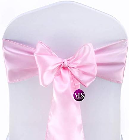 VDS Satin Chair Sashes Chair Cover Back Tie Sateen Bows Ribbon for Wedding Birthday Graduation Engagement Ceremony Event Party Banquet Venue Hotel All Dining Chair Decoration (125PC) (Pink)