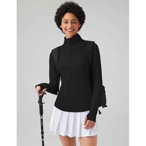 LOMON Women Long Sleeve Shirts Sun Protection 1/4 Zip Summer Quick Dry Hiking Shirts Quarter Zip Pullover for Women