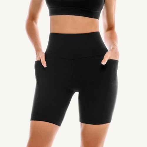 2 Pack Womens Biker Shorts with Pockets, High Waisted Yoga Shorts for Women Running Gym and Workout