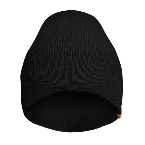 Timberland Men¡¯s Ribbed Pull-On No Cuff Beanie - Soft Rib Knit Winter Hat, Stretch Fit, Warm Classic Look, Suede Logo Clip