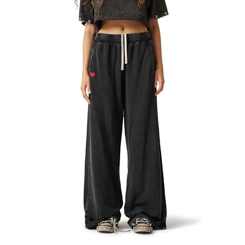 Aelfric Eden Distressed Baggy Sweatpants Streetwear Barrel Pants Loose Wide Leg Elastic Drawstring Trousers Unisex