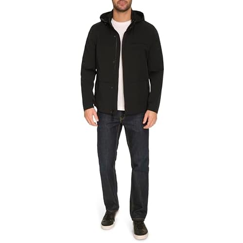 Cole Haan mens Long Sleeve Hooded Rain Parka