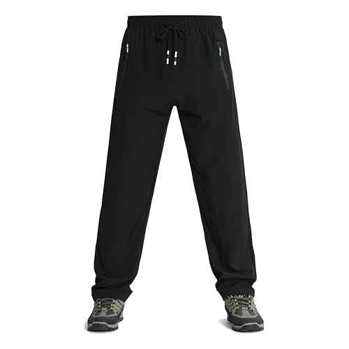 Men's Lightweight Joggers Pants Quick Dry Hiking Pants for Running Sports Gym Zipper Pockets