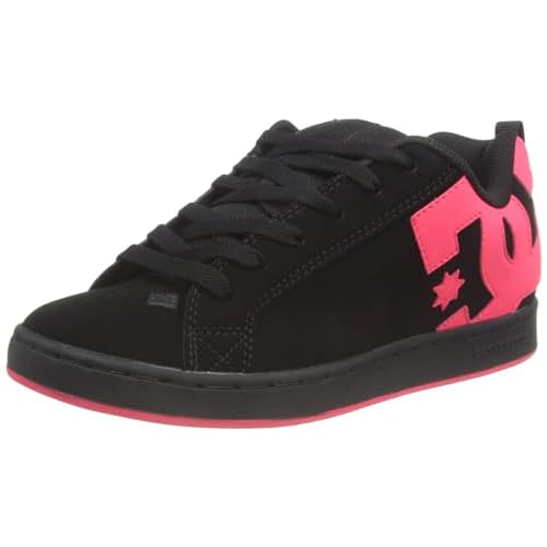 DC womens Court Graffik Skate Shoe, Black/Hot Pink, 8 US
