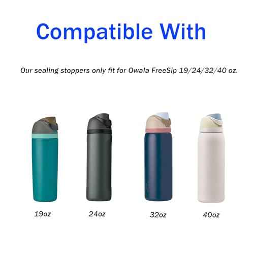 4 Pcs Water Bottle Replacement Parts for Owala 19/24/32/40oz Gasket Plug Lid, Water Bottle Top Lid Gasket Compatible with Owala FreeSip