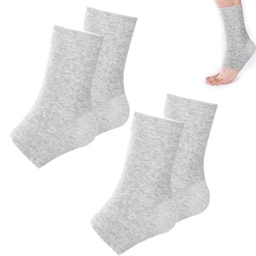 MVVM 2 Pairs of One Compress Bamboo Foot Sleeves,Keep Warm Bamboo Ankle Socks Foot Sleeves, Suitable for Cold Protection Against Swelling and Sprains (Gray,One Size Fits All)