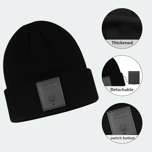Beanie with Light, 230¡Æ Wide Beam Unisex USB Rechargeable, Headlamp Beanie Winter Knitted Cap Gifts for Men Dad Husband Him (Black)